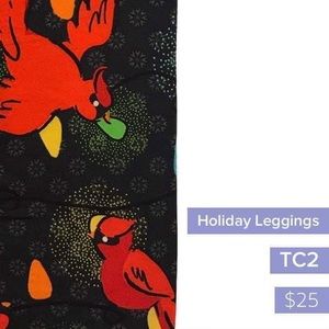 LuLaRoe Christmas Lights Cardinal Holiday Leggings